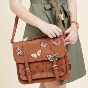 ModCloth Bohemia Mariposa Messenger Vegan Leather Satchel Cross Body Brown